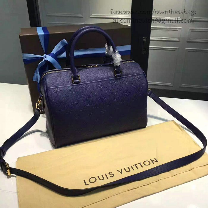 Louis Vuitton Monogram Empreinte Speedy Bandouliere Blue M42406