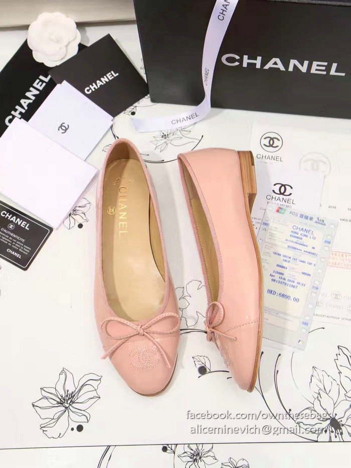 Chanel Pink Patent Leather Ballet Flats CH1630