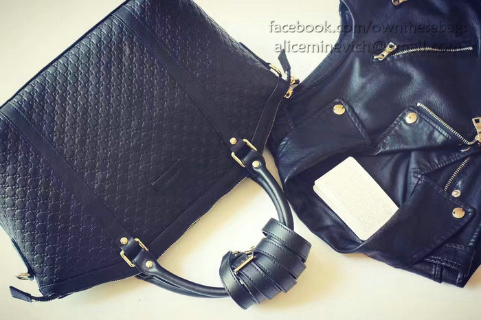 Gucci Black Gucci Signature Leather Top Handle Bag 449655