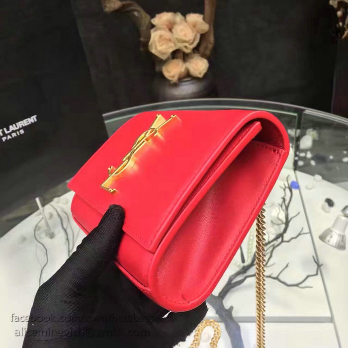 Saint Laurent Small Kate Monogram Smooth Leather Shoulder Bag Red Y121240