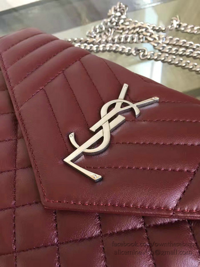 Medium Monogram Saint Laurent Satchel in Burgundy Matelasse Leather Y221260