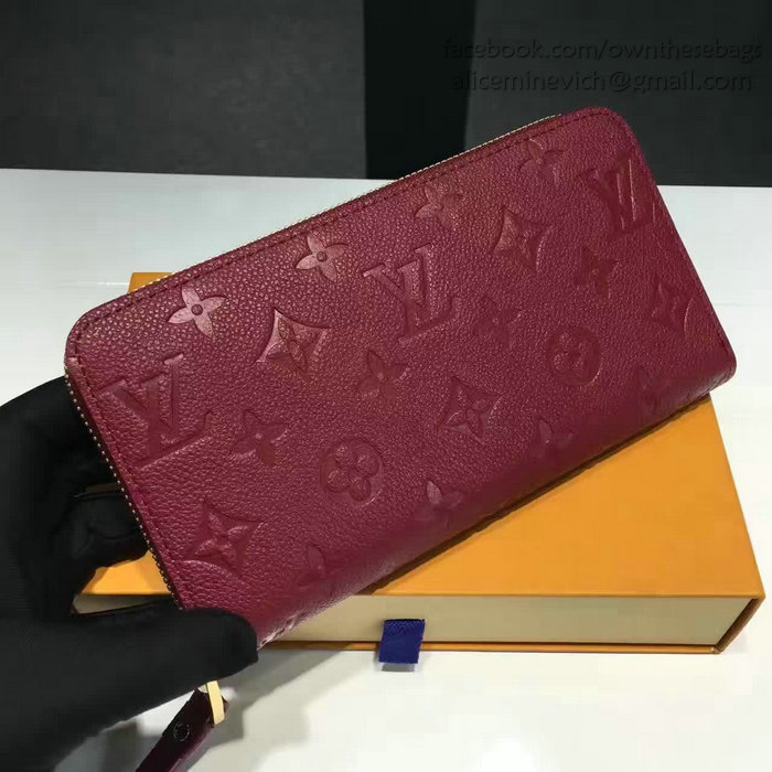 Louis Vuitton Monogram Empreinte Zippy Long Wallet Burgundy M60571