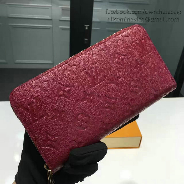 Louis Vuitton Monogram Empreinte Zippy Long Wallet Burgundy M60571