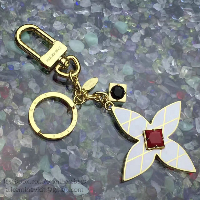 Louis Vuitton Malletage Flowers Bag Charm Key Holder Metal M67383