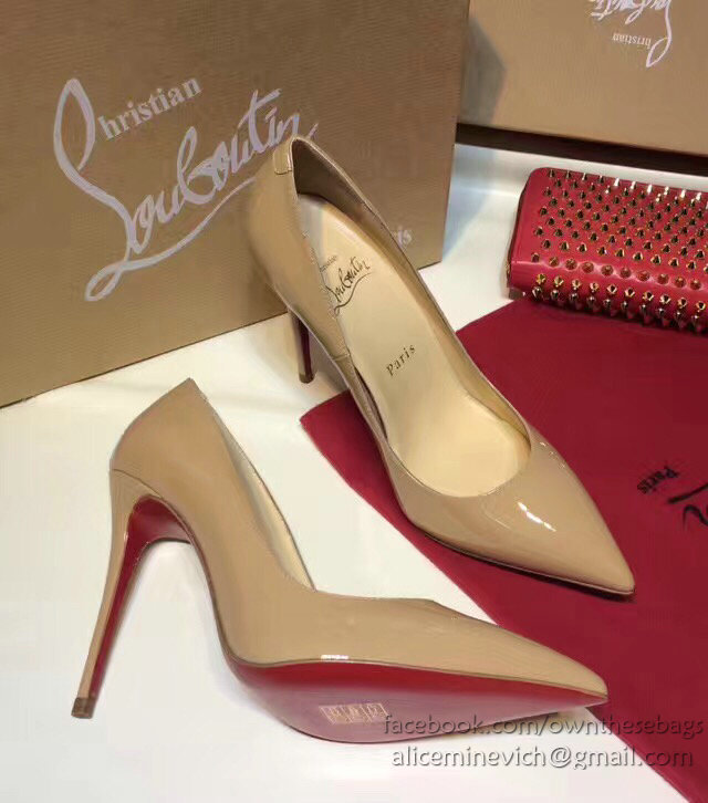 Christian Louboutin Patent Leather High Heel Pump Beige CL004