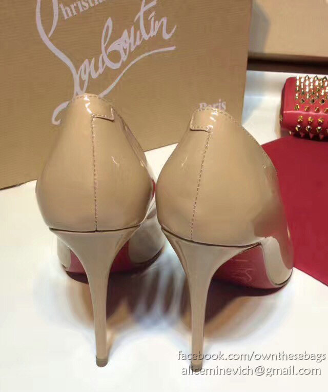 Christian Louboutin Patent Leather High Heel Pump Beige CL004