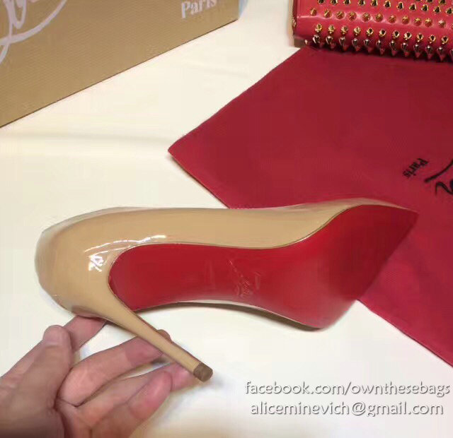 Christian Louboutin Patent Leather High Heel Pump Beige CL004