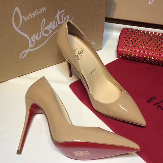 Christian Louboutin Patent Leather High Heel Pump Beige CL004
