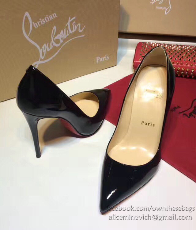 Christian Louboutin Patent Leather High Heel Pump Black CL004