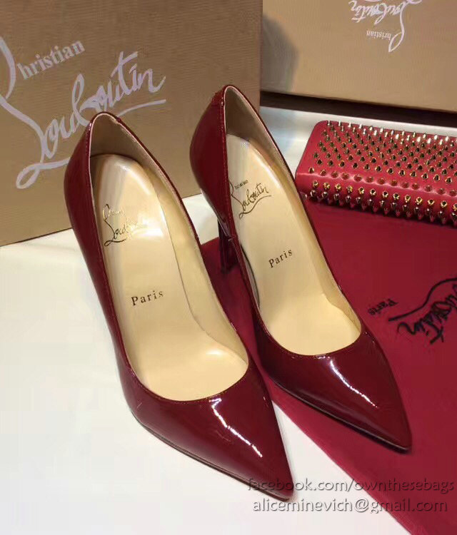 Christian Louboutin Patent Leather High Heel Pump Burgundy CL004