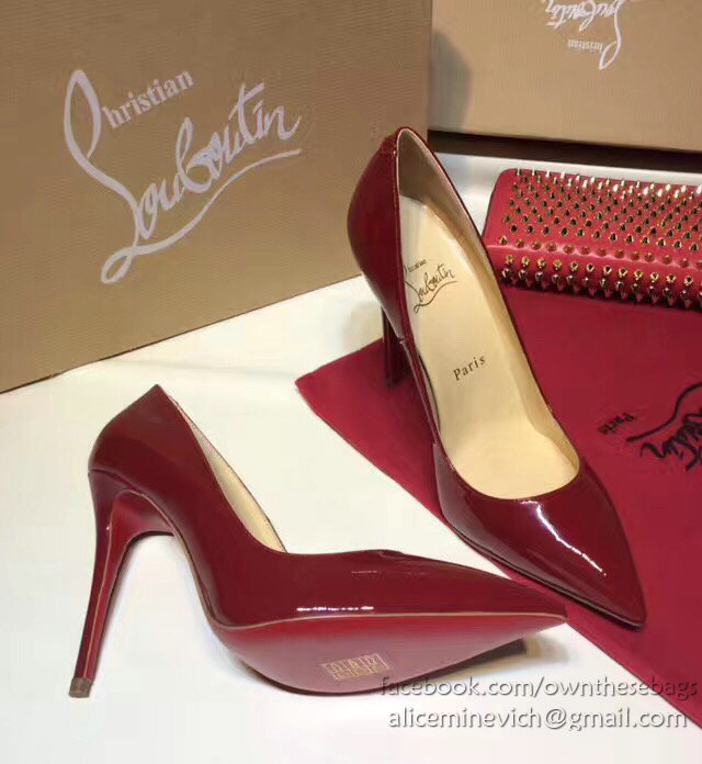 Christian Louboutin Patent Leather High Heel Pump Burgundy CL004