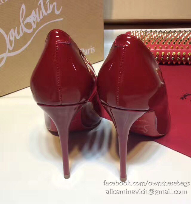 Christian Louboutin Patent Leather High Heel Pump Burgundy CL004