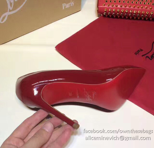 Christian Louboutin Patent Leather High Heel Pump Burgundy CL004