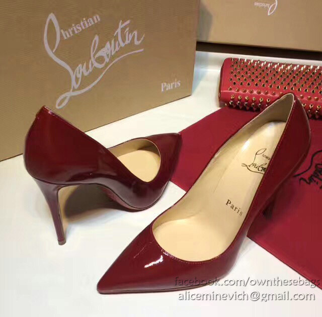 Christian Louboutin Patent Leather High Heel Pump Burgundy CL004