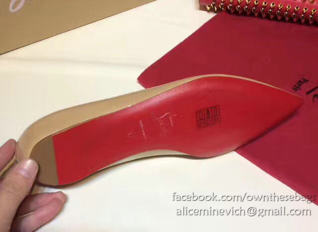 Christian Louboutin Patent Leather Pointed-toe Flat Beige CL003