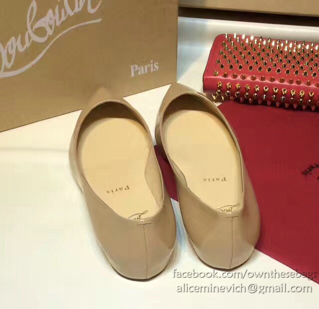 Christian Louboutin Patent Leather Pointed-toe Flat Beige CL003