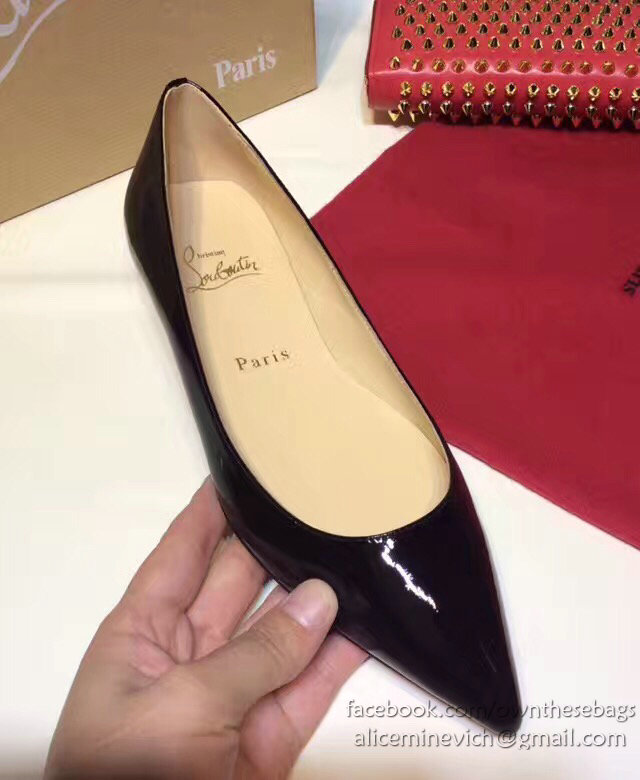 Christian Louboutin Patent Leather Pointed-toe Flat Black CL003