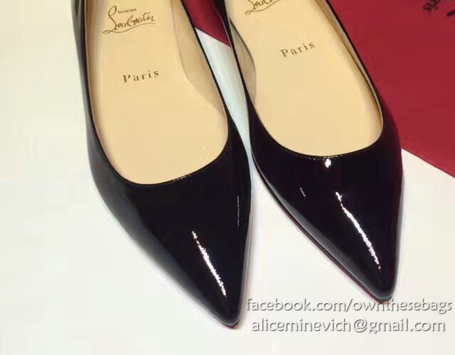 Christian Louboutin Patent Leather Pointed-toe Flat Black CL003