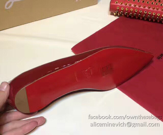 Christian Louboutin Patent Leather Pointed-toe Flat Burgundy CL003