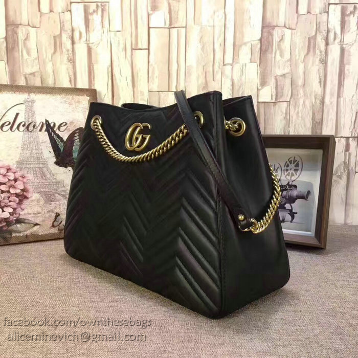 Gucci GG Marmont Matelasse Shoulder Bag Black 453569