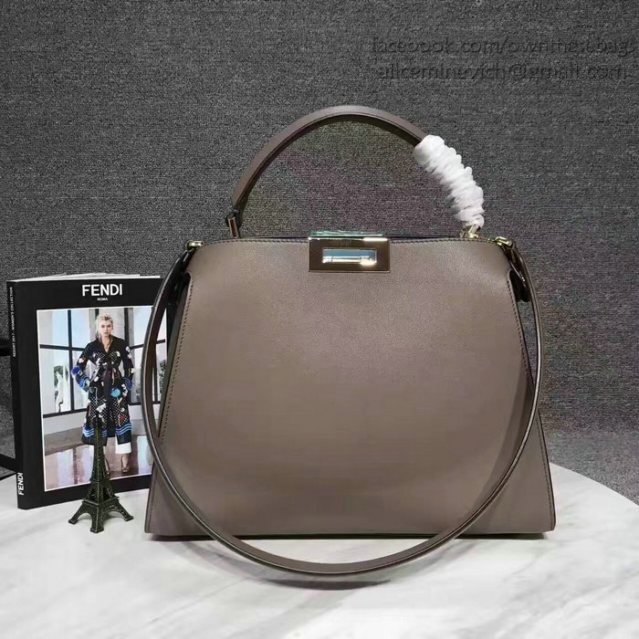 Fendi Peekaboo Tote Bag Grey Original Leather F280504