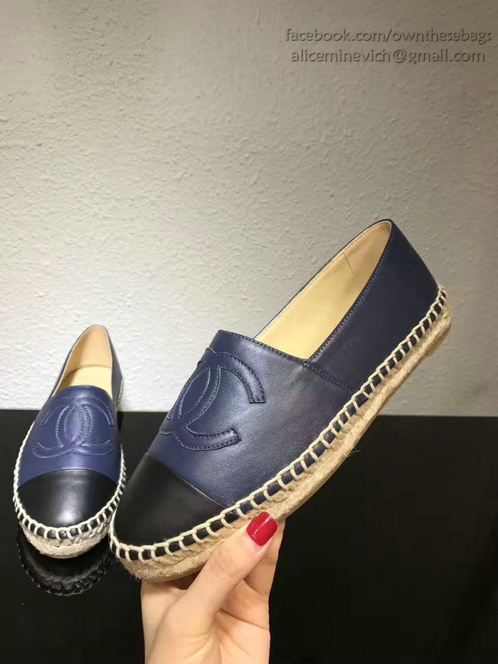 Chanel CC Lambskin Espadrille Flat Blue CH0731