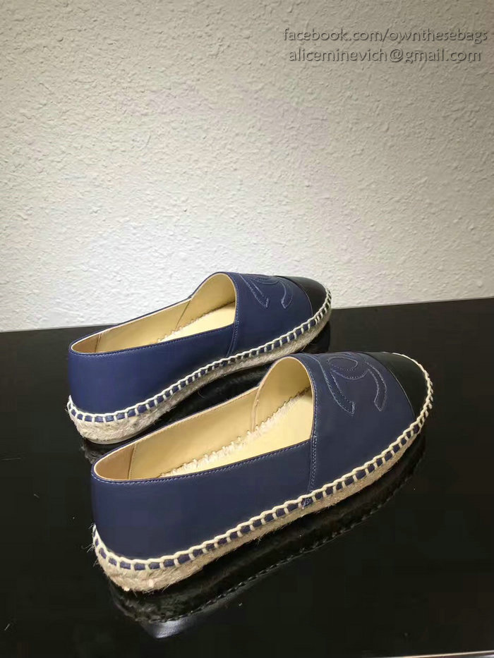 Chanel CC Lambskin Espadrille Flat Blue CH0731