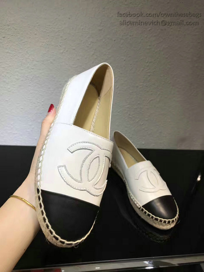 Chanel CC Lambskin Espadrille Flat White CH0731