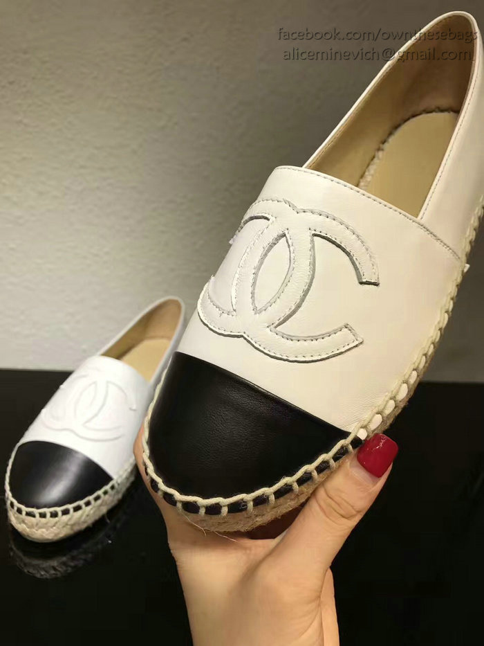 Chanel CC Lambskin Espadrille Flat White CH0731