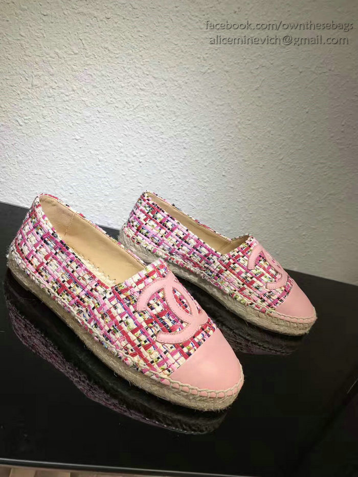 Chanel Tweed Espadrille Flat Pink CH073004