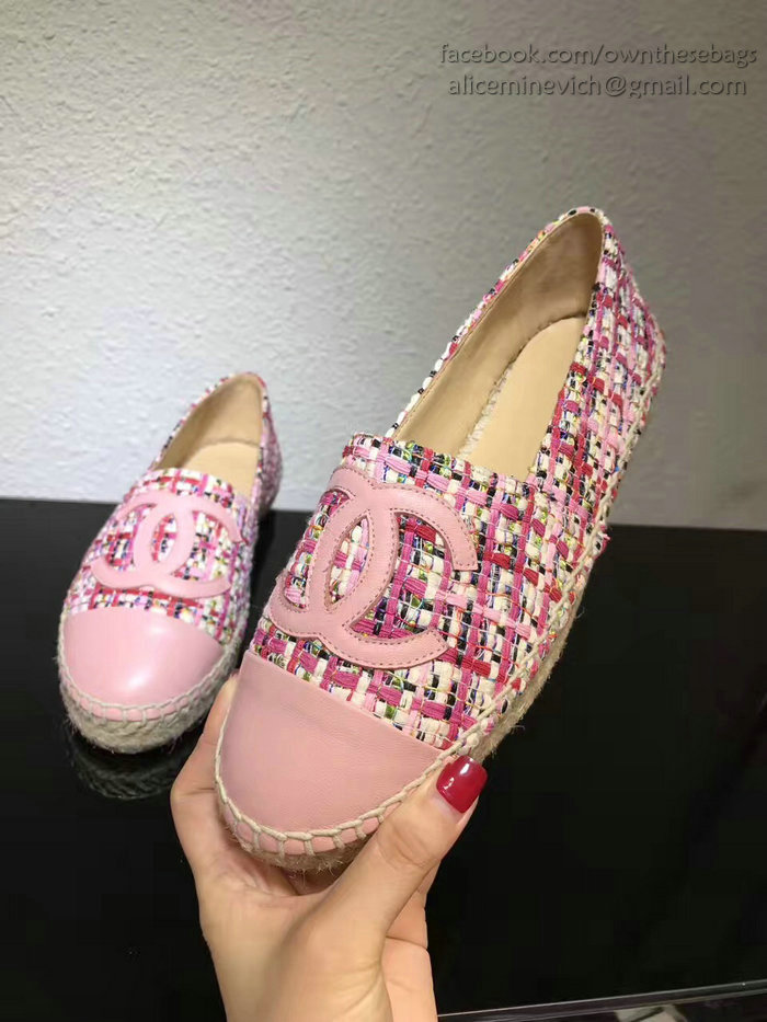 Chanel Tweed Espadrille Flat Pink CH073004