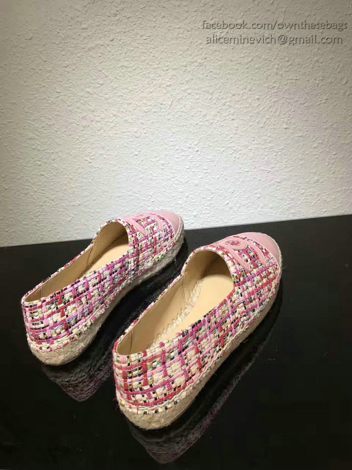 Chanel Tweed Espadrille Flat Pink CH073004