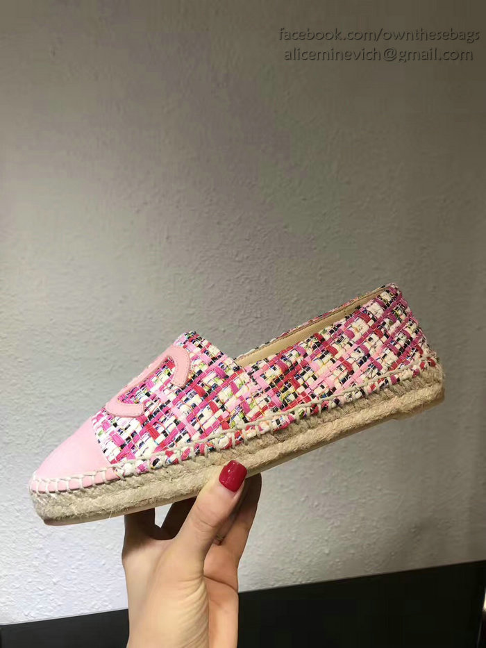 Chanel Tweed Espadrille Flat Pink CH073004