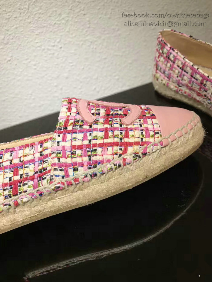 Chanel Tweed Espadrille Flat Pink CH073004