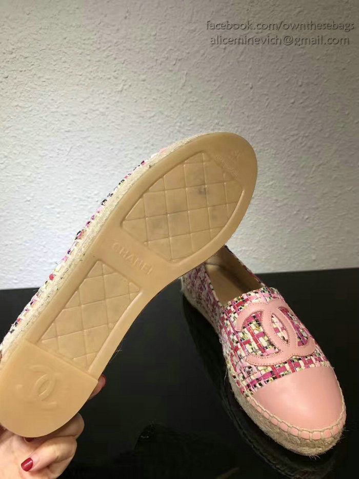 Chanel Tweed Espadrille Flat Pink CH073004