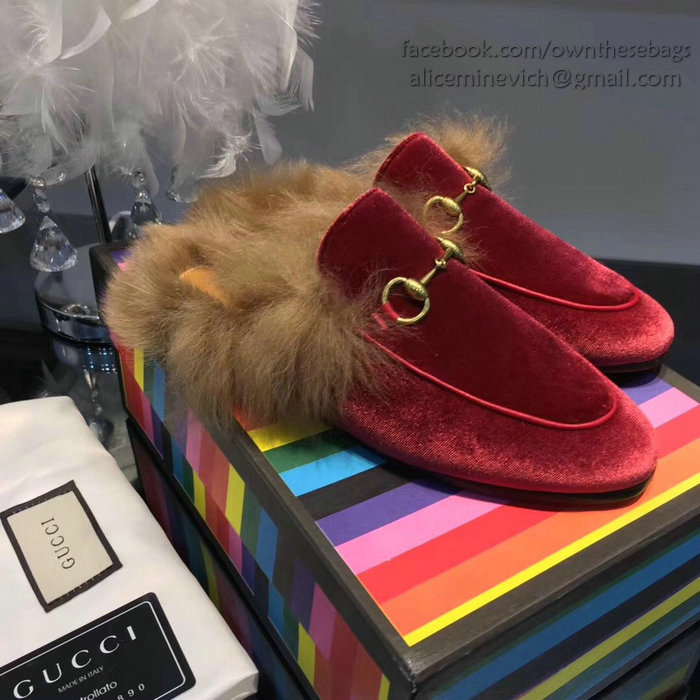 Gucci Princetown Velvet Slipper Red 428619