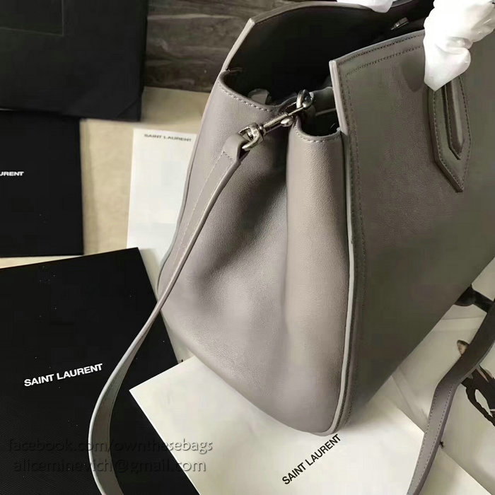 Saint Laurent Calfskin Cabas Tote Bag Grey 464229