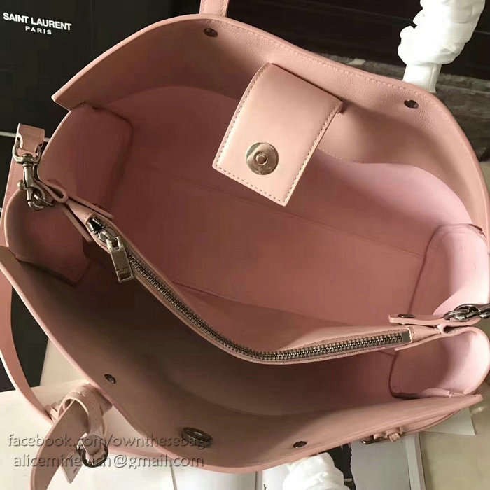 Saint Laurent Calfskin Cabas Tote Bag Pink 464229