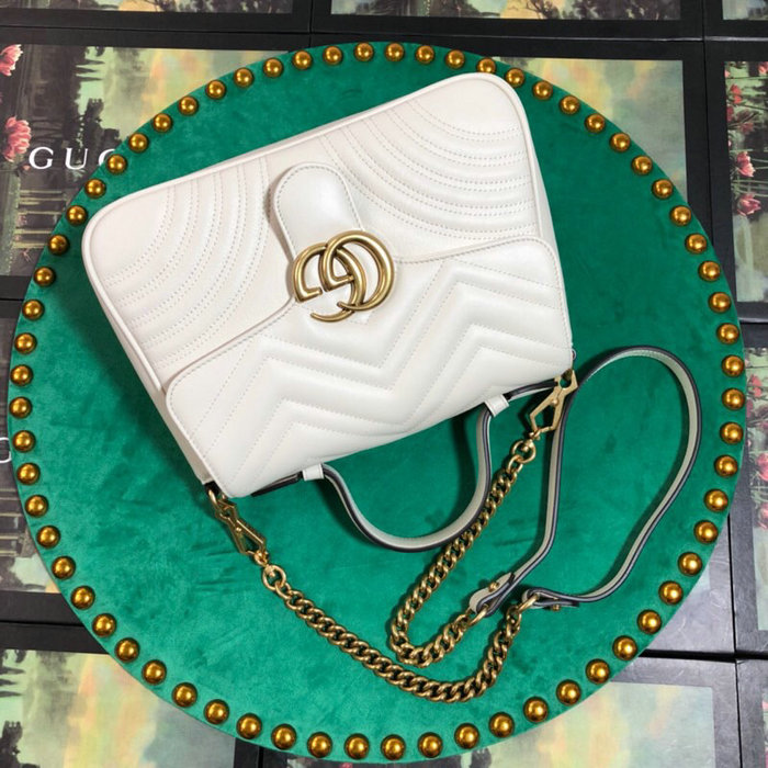 Gucci GG Marmont Small Top Handle Bag White 498110