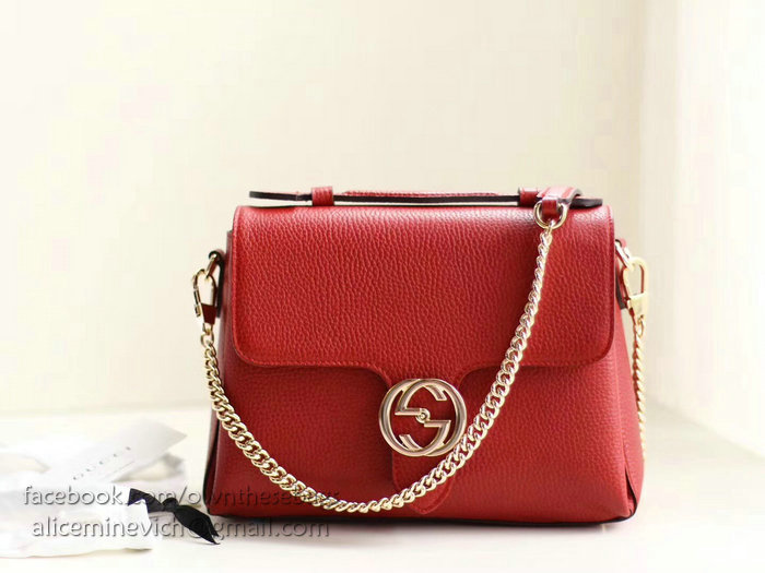 Gucci Interlocking GG Leather Crossbody Bag Red 510302