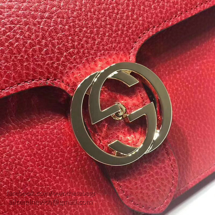 Gucci Interlocking GG Leather Crossbody Bag Red 510303