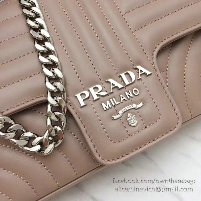 Prada Diagramme Leather Shoulder Bag Nude 1BD108