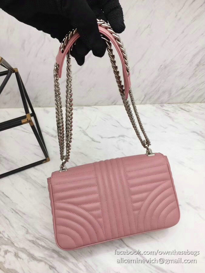 Prada Diagramme Leather Shoulder Bag Pink 1BD108