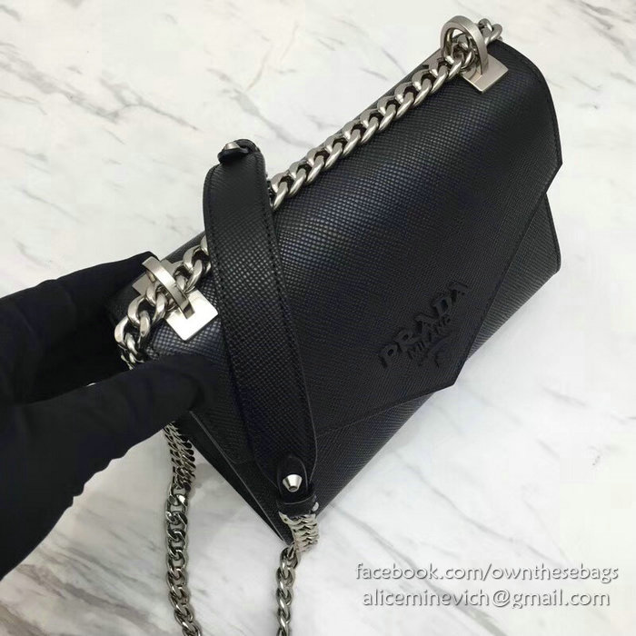 Prada Monochrome Saffiano Leather Bag Black 1BD127