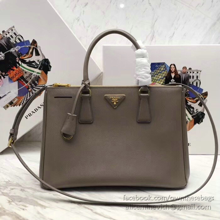 Prada Saffiano leather Galleria Bag Grey 1BA274