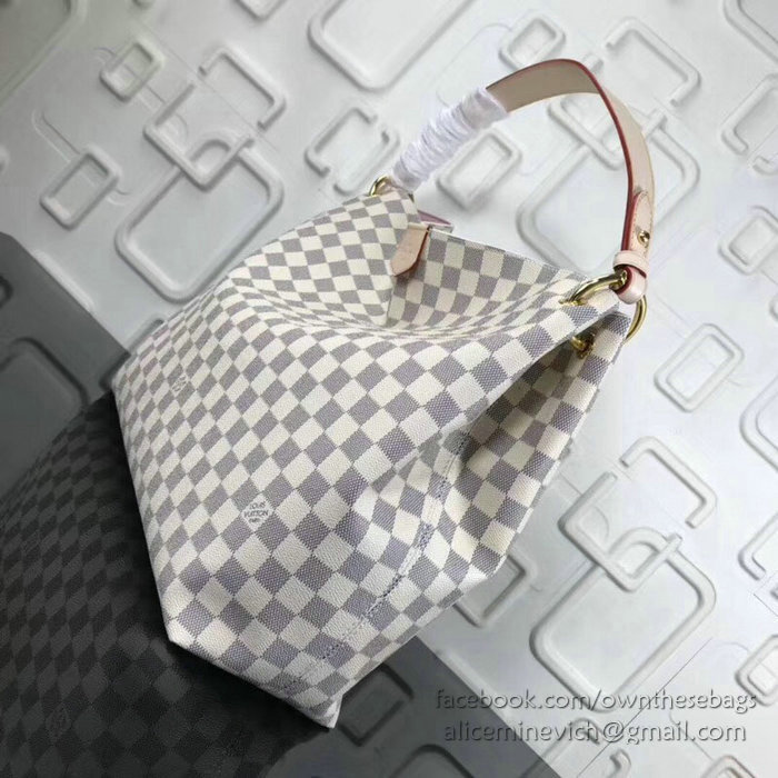 Louis Vuitton Damier Azur Canvas Graceful MM Rose Ballerine N42233