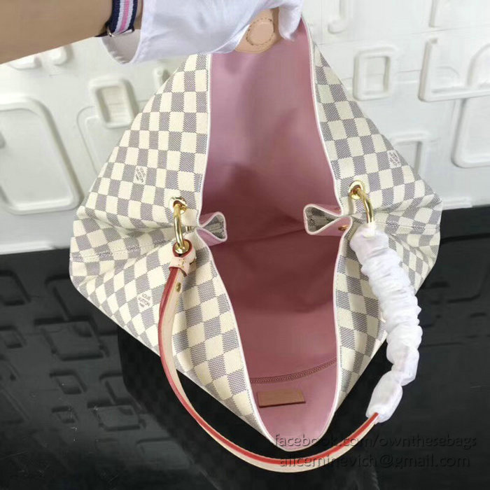 Louis Vuitton Damier Azur Canvas Graceful MM Rose Ballerine N42233