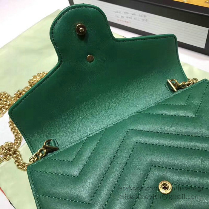 Gucci GG Marmont Leather Chain Wallet Green 474575