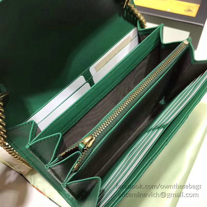 Gucci GG Marmont Leather Chain Wallet Green 474575