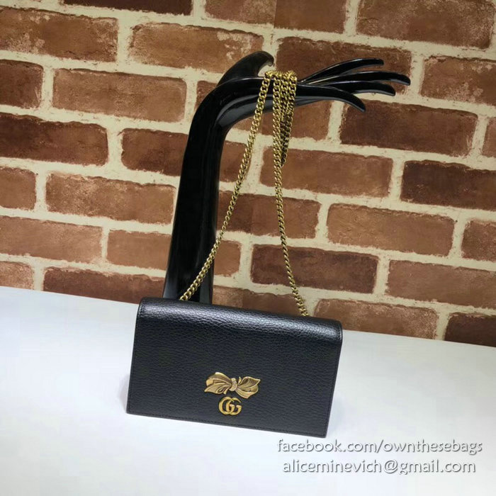 Gucci Leather Chain Wallet Black 524293